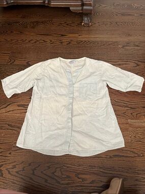 Frame Denim Coastal Chambray Linen-Cotton Button-Front Shirt